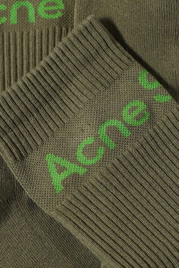 Ribbed Logo Socks Khaki/Green