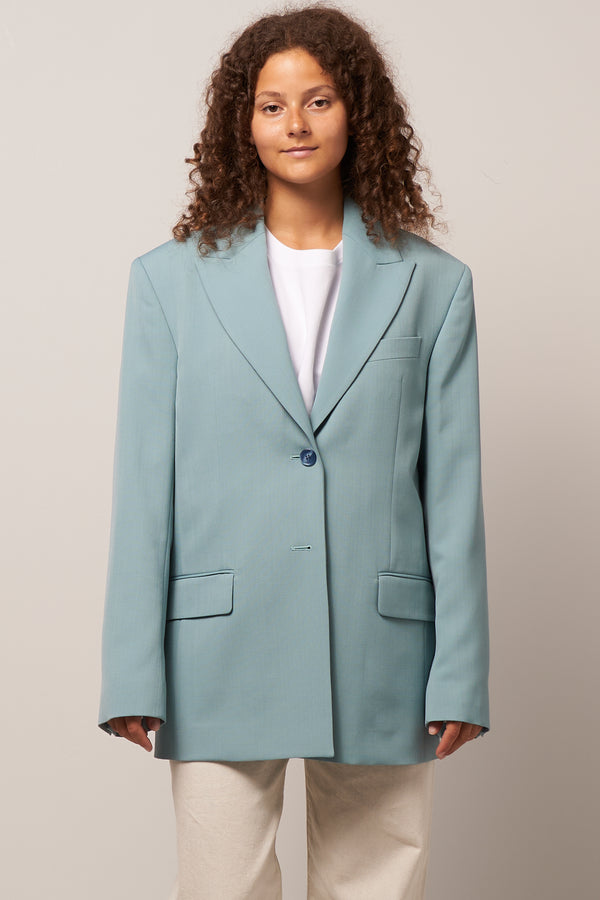 Single-Breasted Suit Jacket Aqua Blue