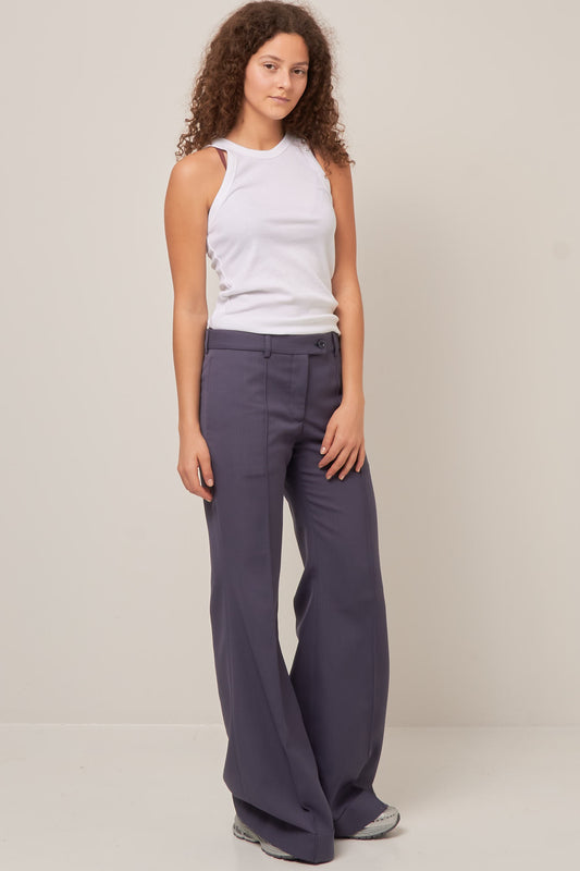 Tailored Flared Trousers Mid Blue