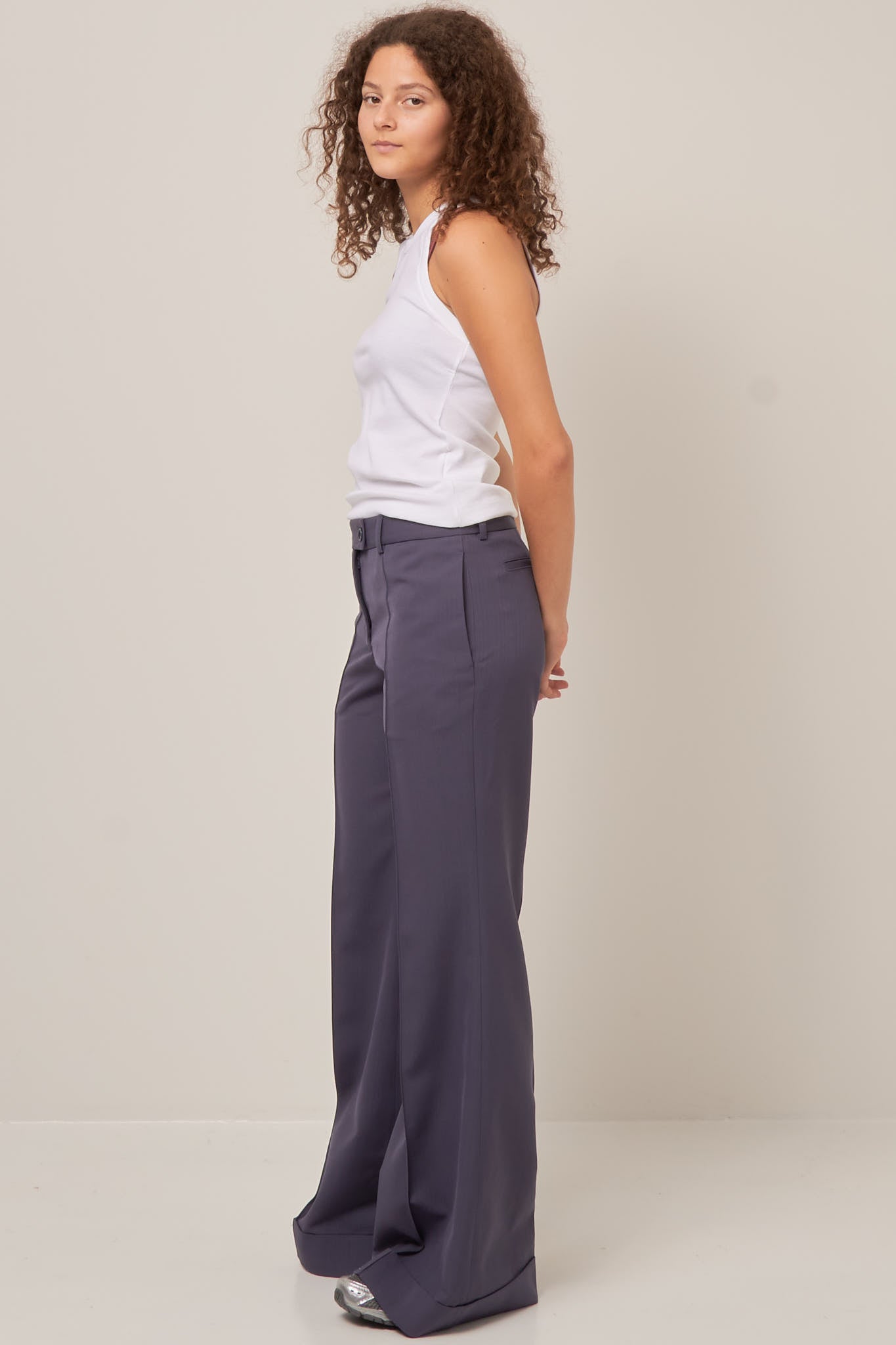 Tailored Flared Trousers Mid Blue