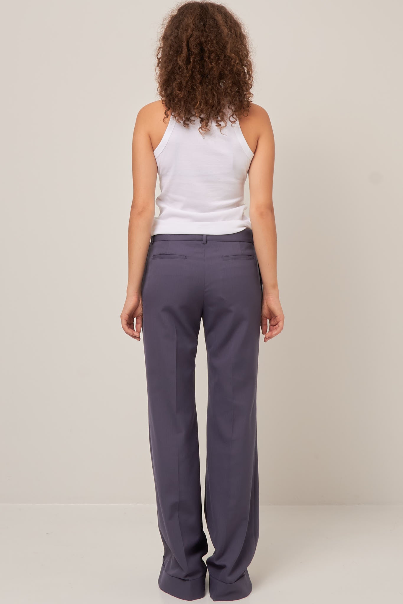 Tailored Flared Trousers Mid Blue