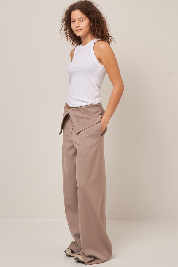 Tailored Wool Blend Trousers Cold Beige