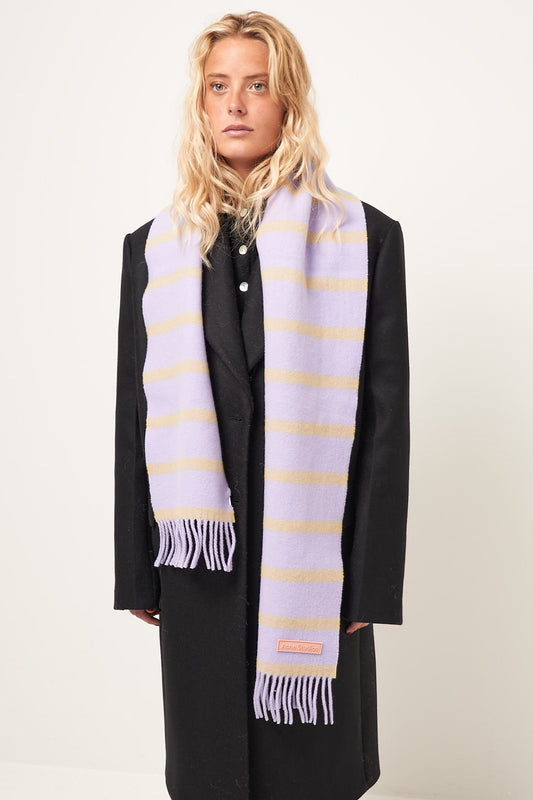 Wool Scarf Narrow Lilac/Yellow