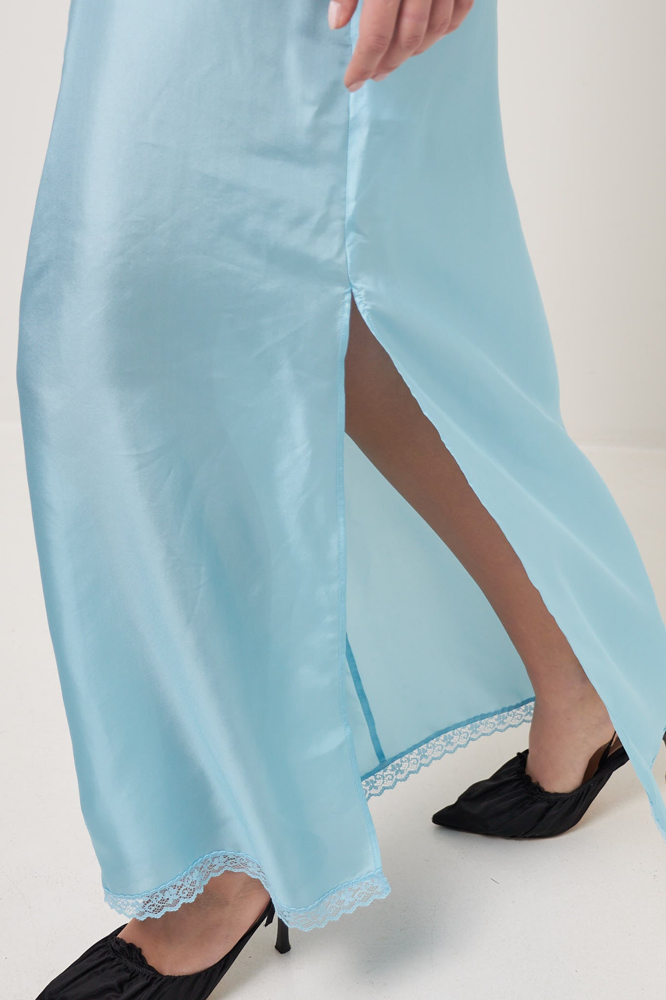 MM6 Maison Margiela - Asymmetrical Lace Dress Sky Blue STRM MM6 Maison Margiela - Asymmetrical Lace Dress Sky Blue STRM