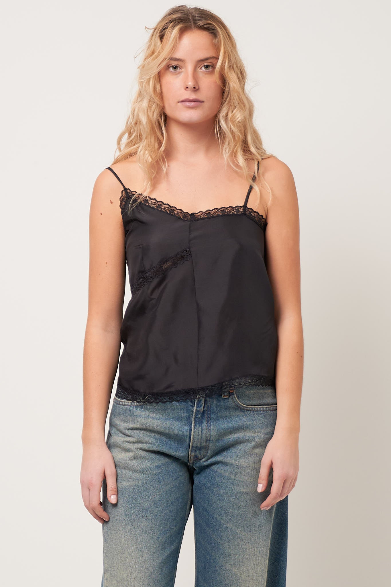 Asymmetrical Lace Top Black