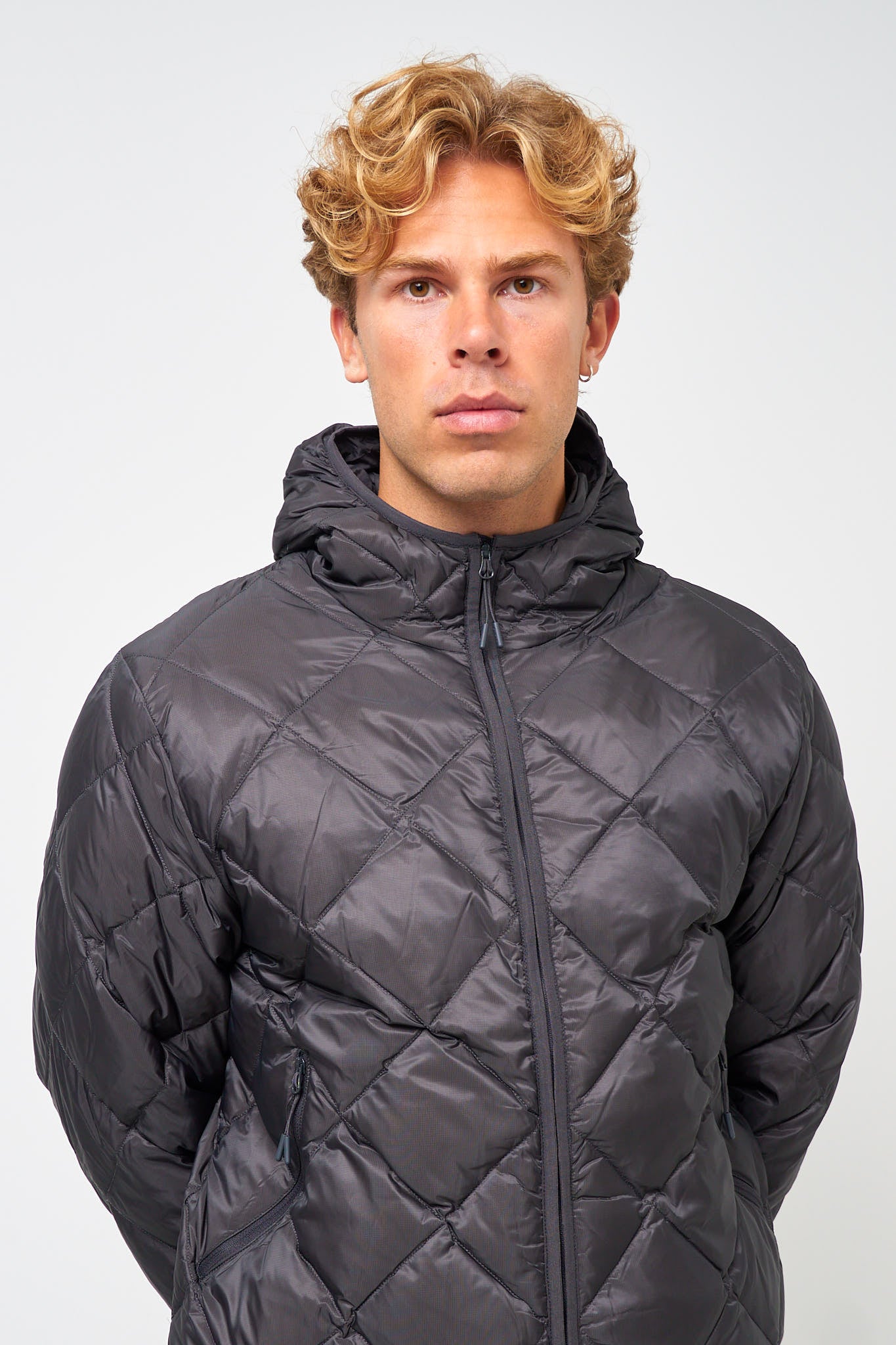 Base L/S Down Hooded Jacket Charcoal Black