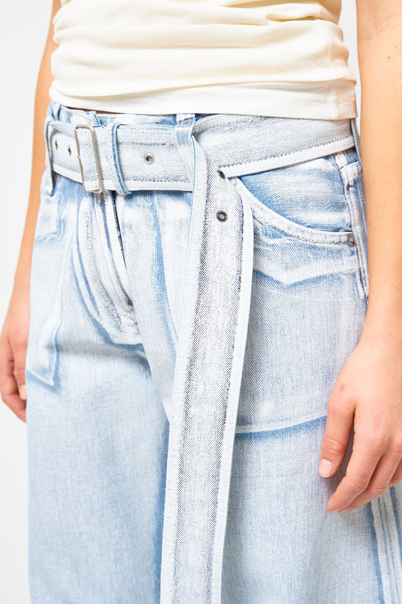 Belted Jeans Blue/White