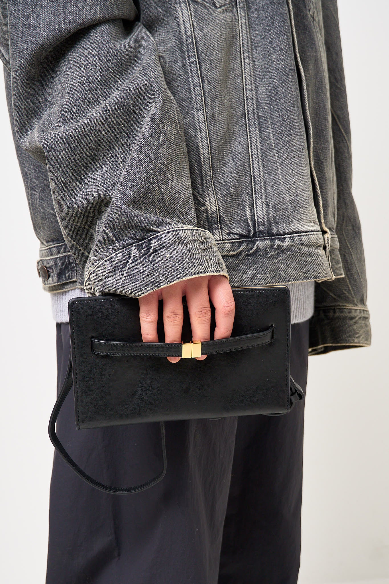 Belted Leather Crossbody Black