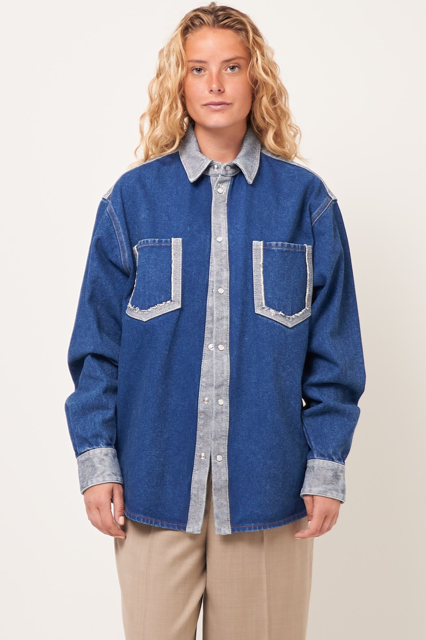 MARNI 19AW Stitched wool shirt 48 navy 【公式通販】