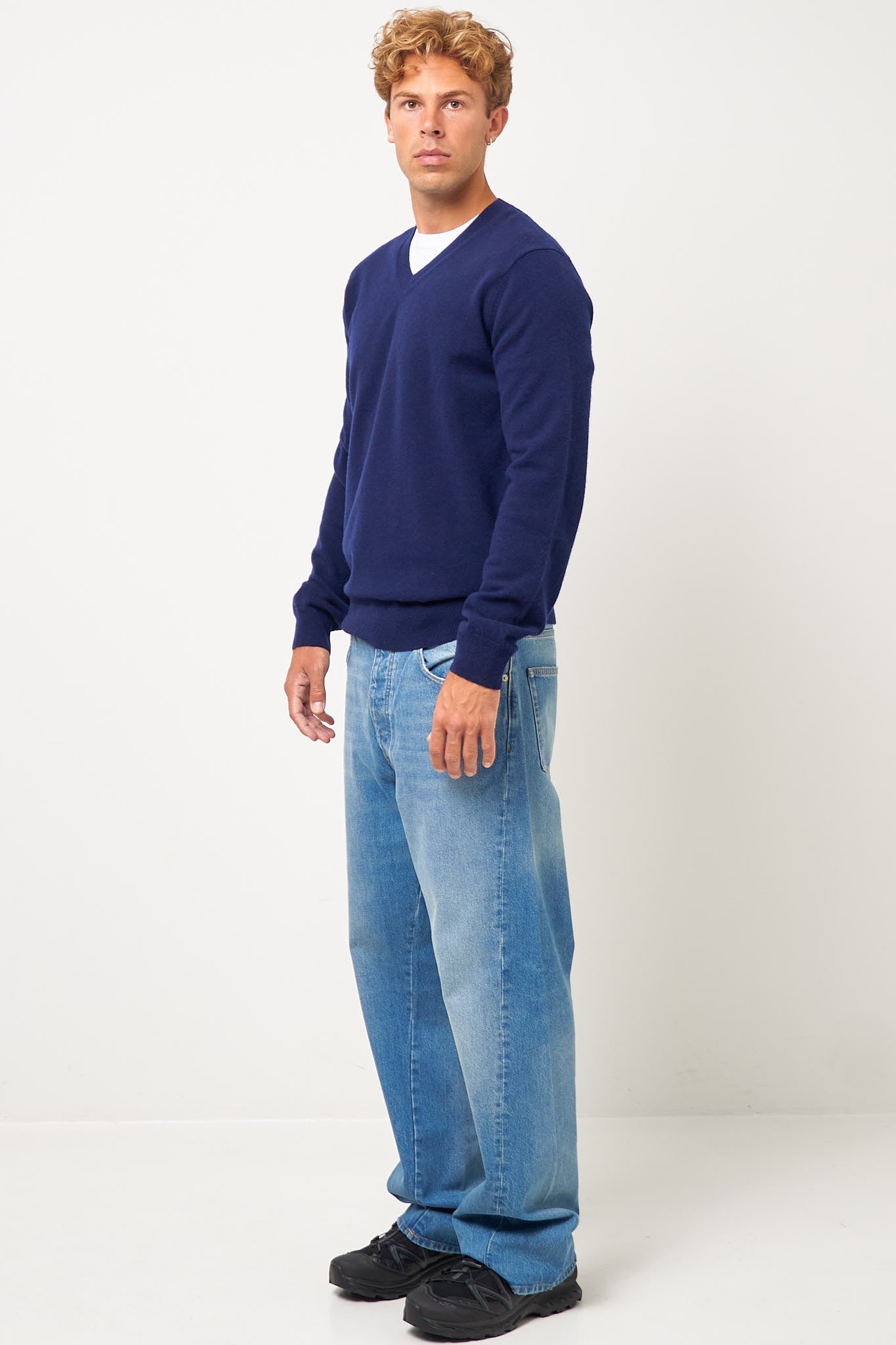 COMME des GARÇONS SHIRT ネイビー Vネックセーター S Comme des Garçons SHIRT - CDG V-Neck Pullover Navy – STRØM
