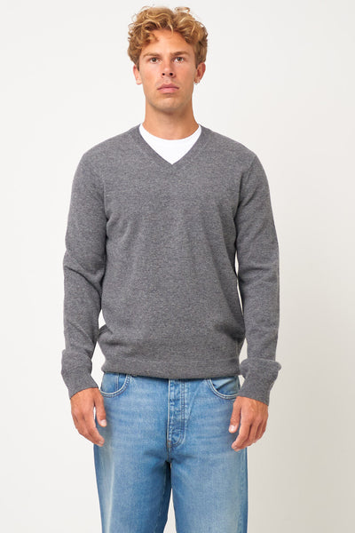 CDG-V-Neck-Pullover-Top-Grey-
