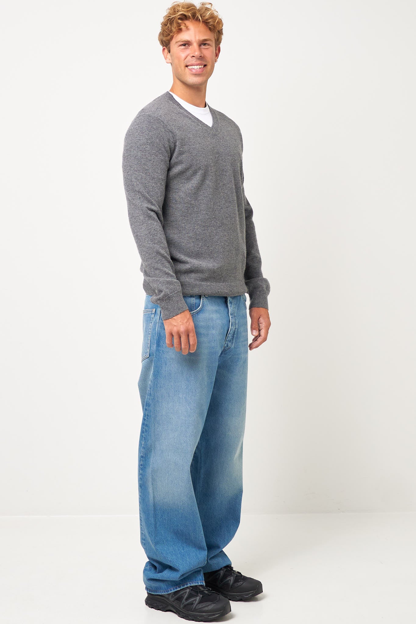 CDG V-Neck Pullover Top Grey