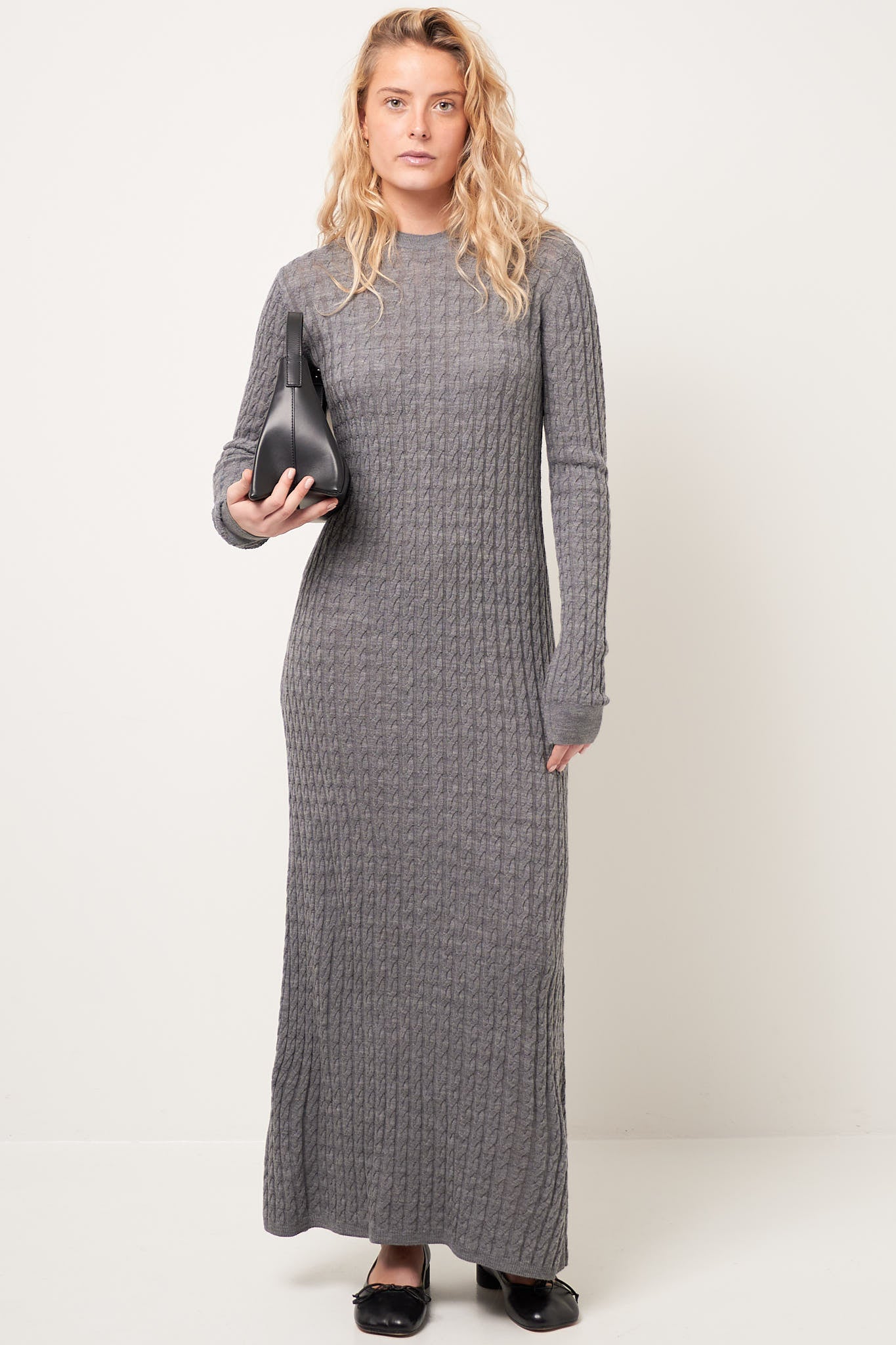 Cable Knit Dress Gray Melange