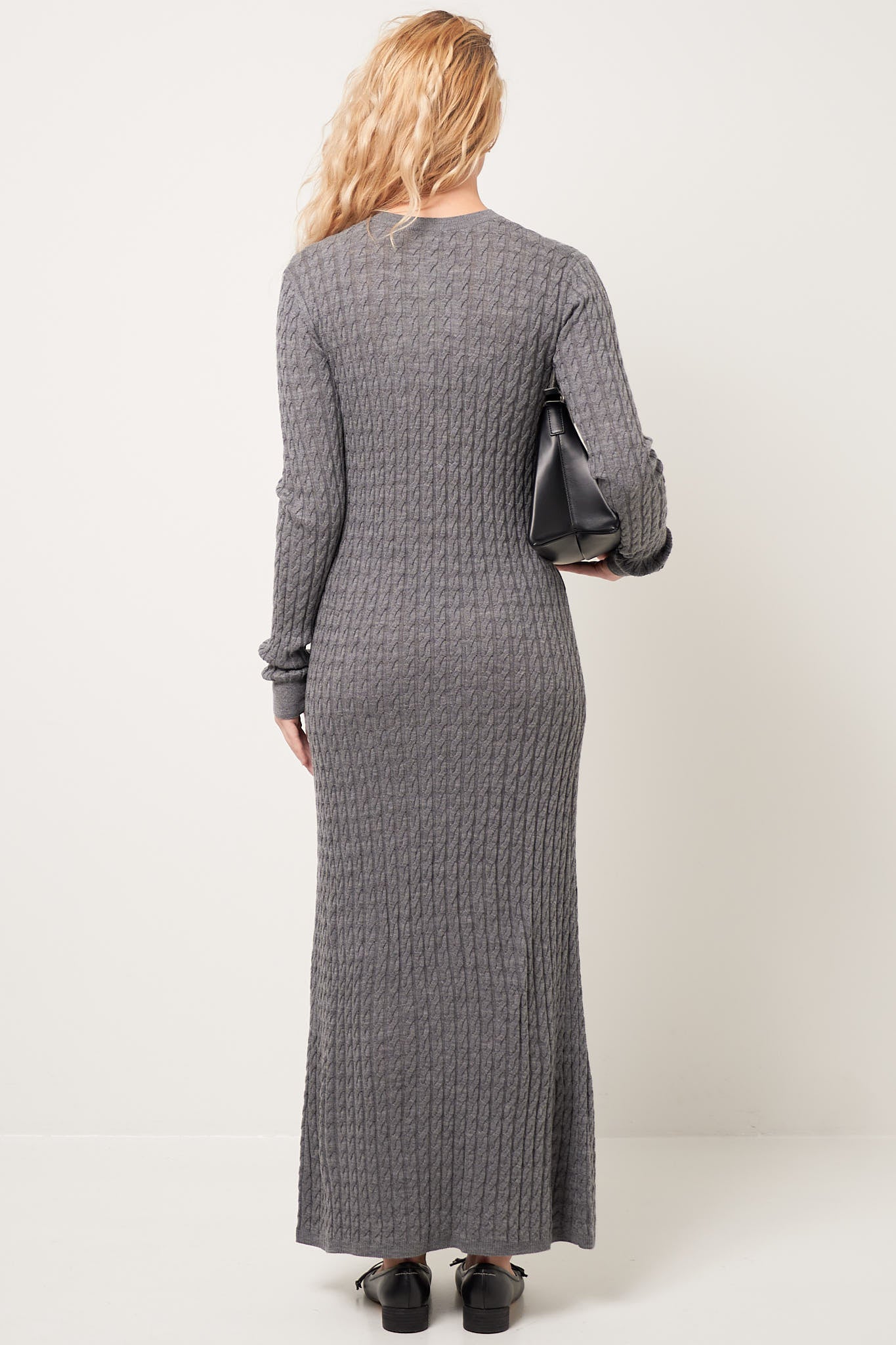 Cable Knit Dress Gray Melange