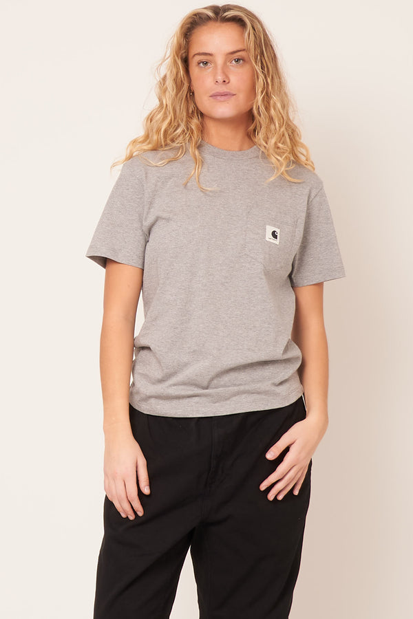 W' S/S Pocket T-Shirt Grey Heather
