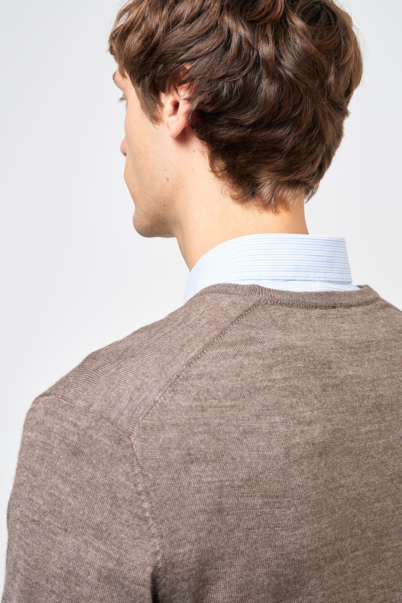 Carlo Merino V-Neck Knit Brown Melange