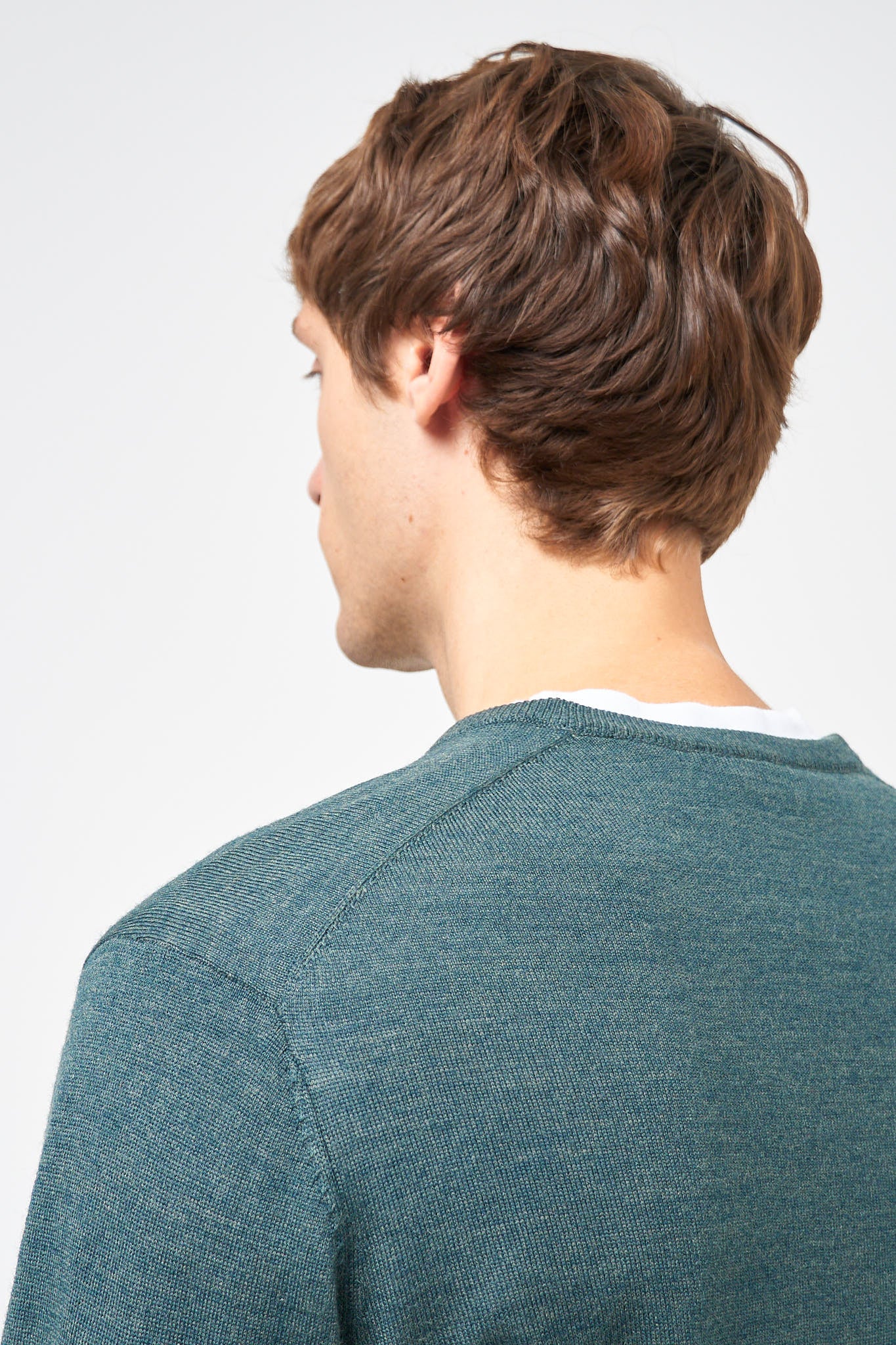 Carlo Merino V-Neck Knit Green Melange