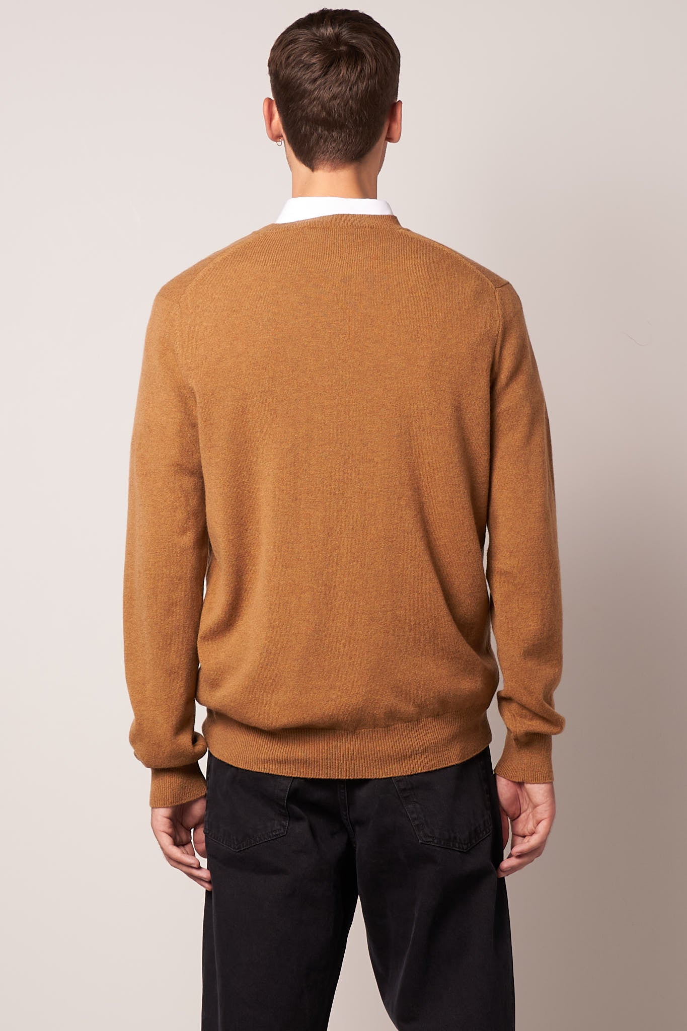 Lambswool V Neck Sweater Camel