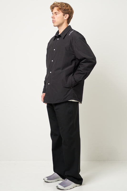 Crinkled Nylon Blend Overshirt Black