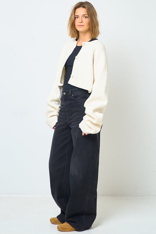 Cropped Oversized Cardigan Milk