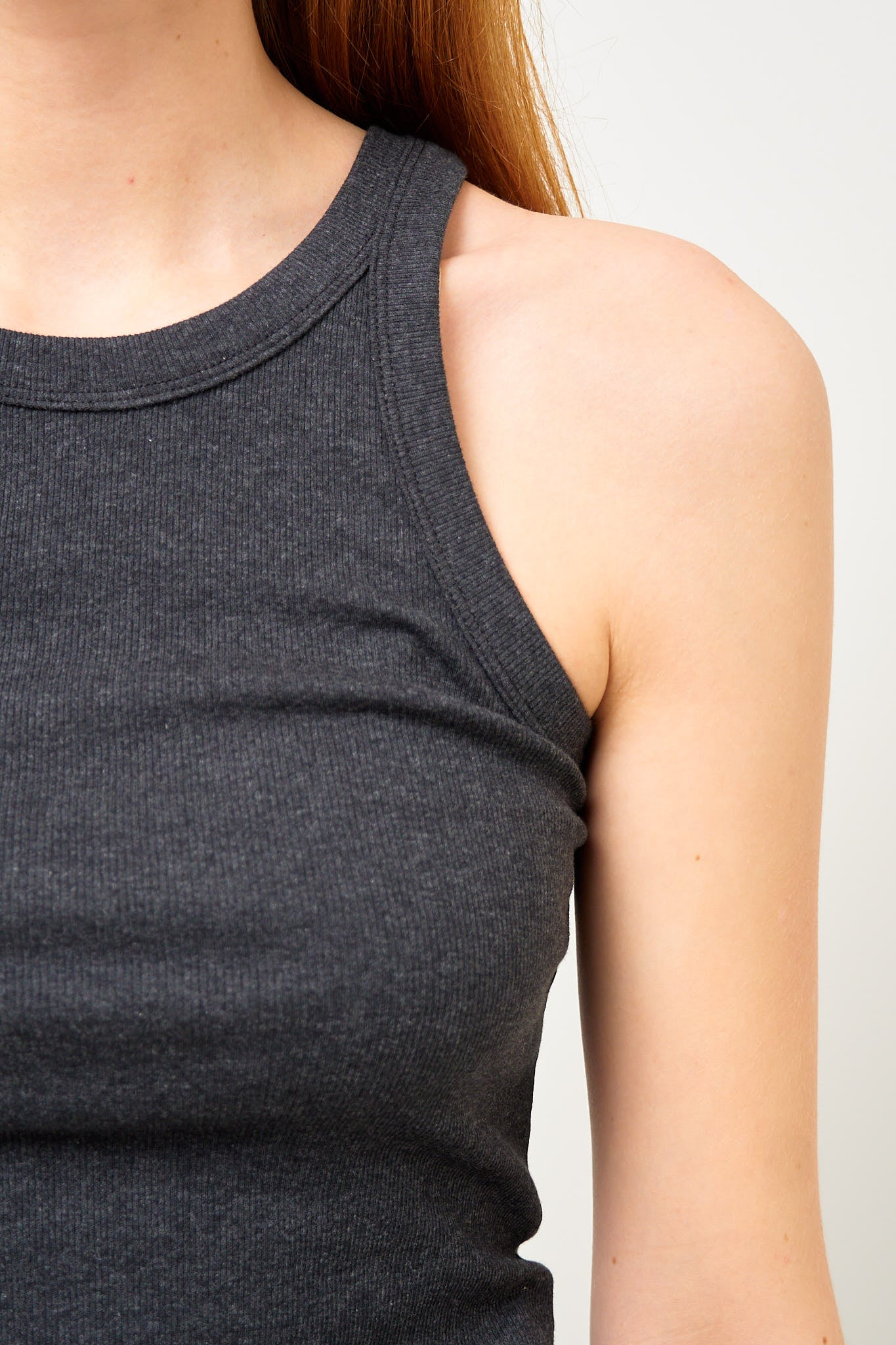 Curved Rib Tank Charcoal Melange