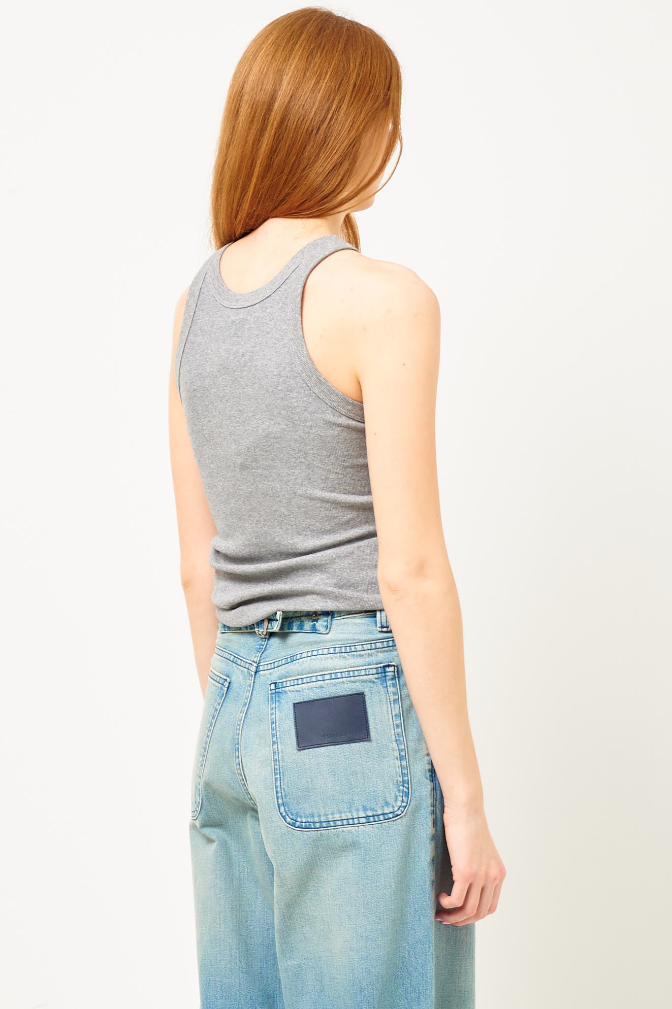 Curved Rib Tank Grey Melange