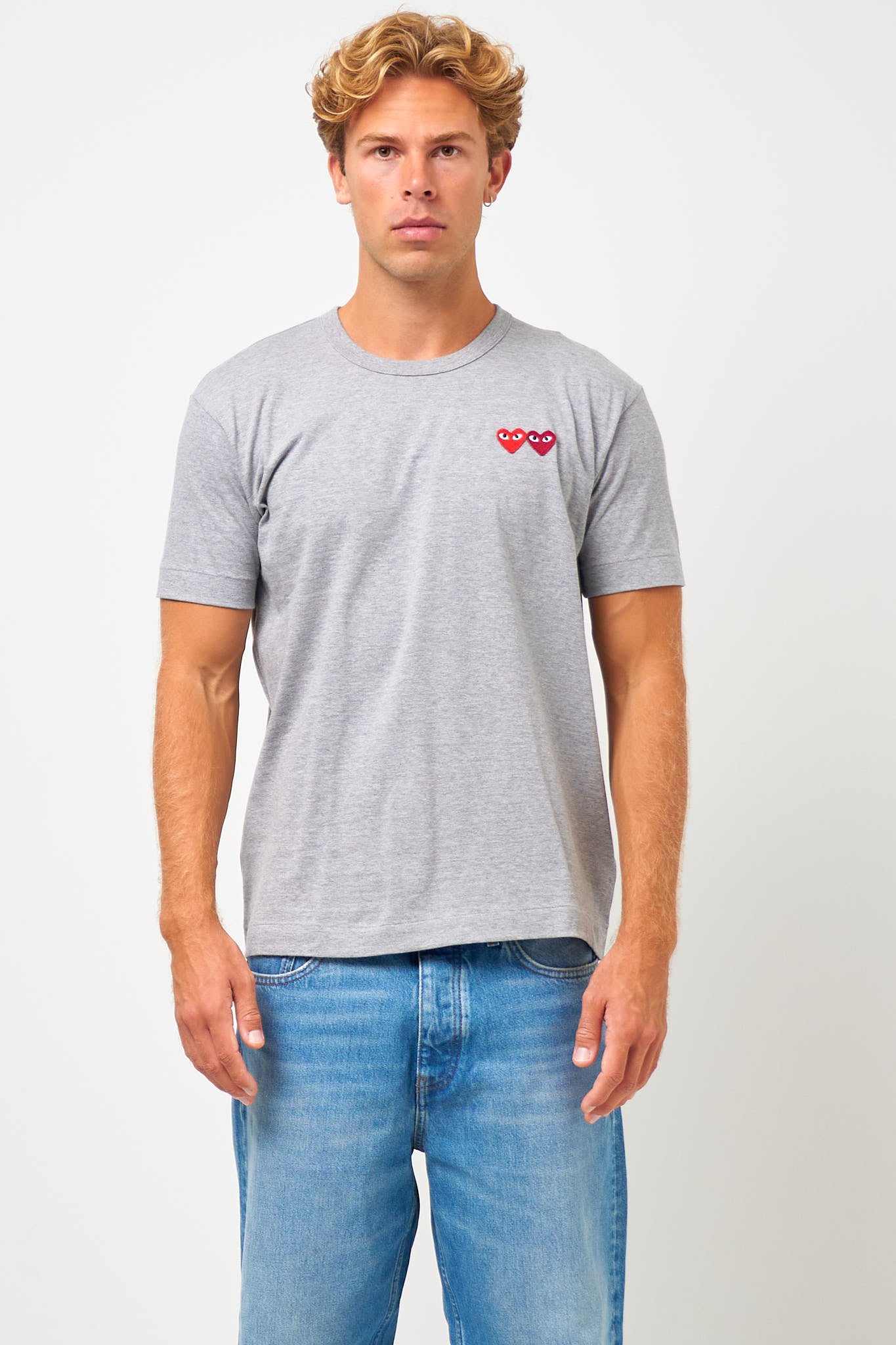 Comme des Garçons Play Double Heart T-shirt Grey – STRØM