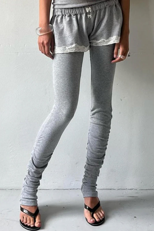 Draped Leggings Light Gray Melange