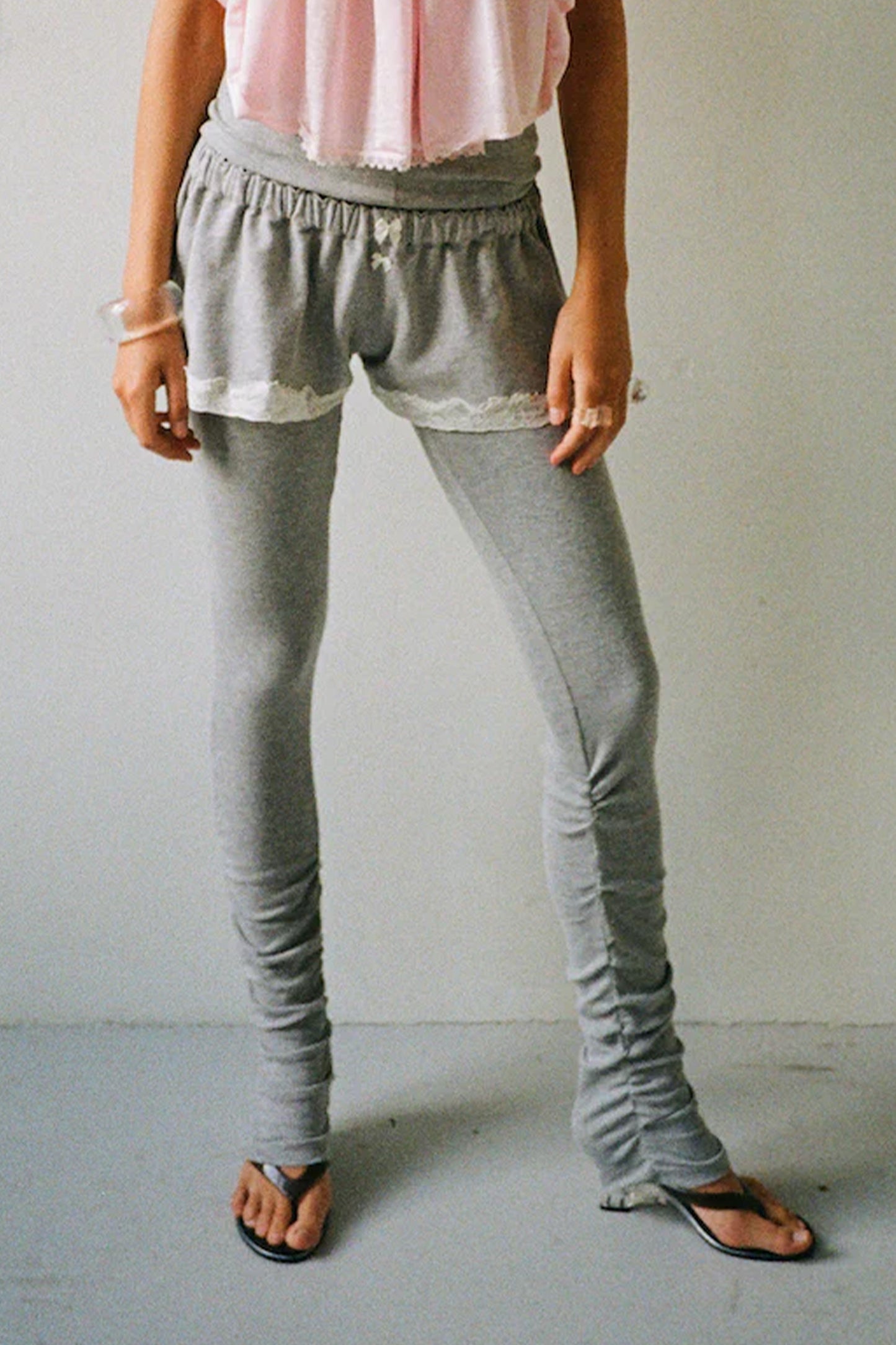 Draped Leggings Light Gray Melange