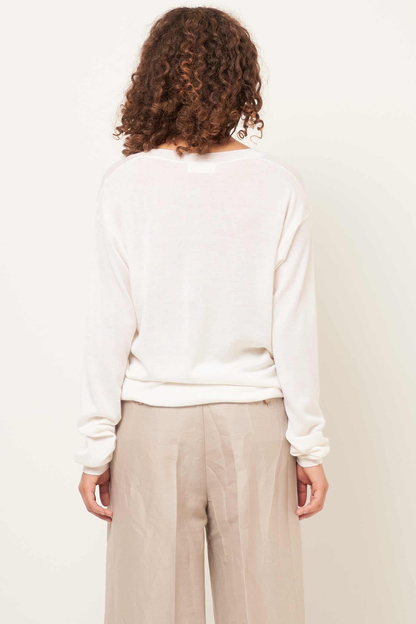 Ebba Wool Silk V-Neck Off White