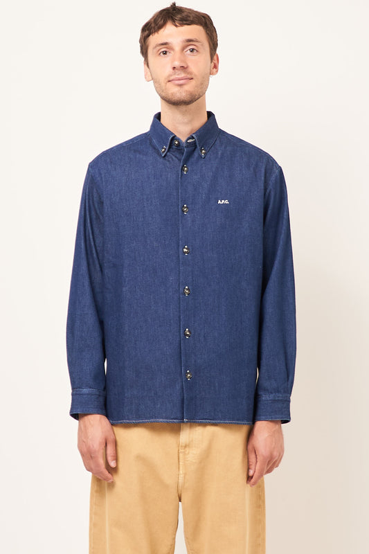 Mathias Logo Shirt Indigo/White