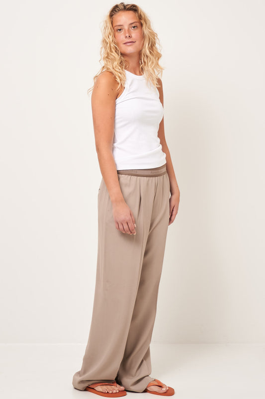 Elastic Waist Suit Pant Cold Beige