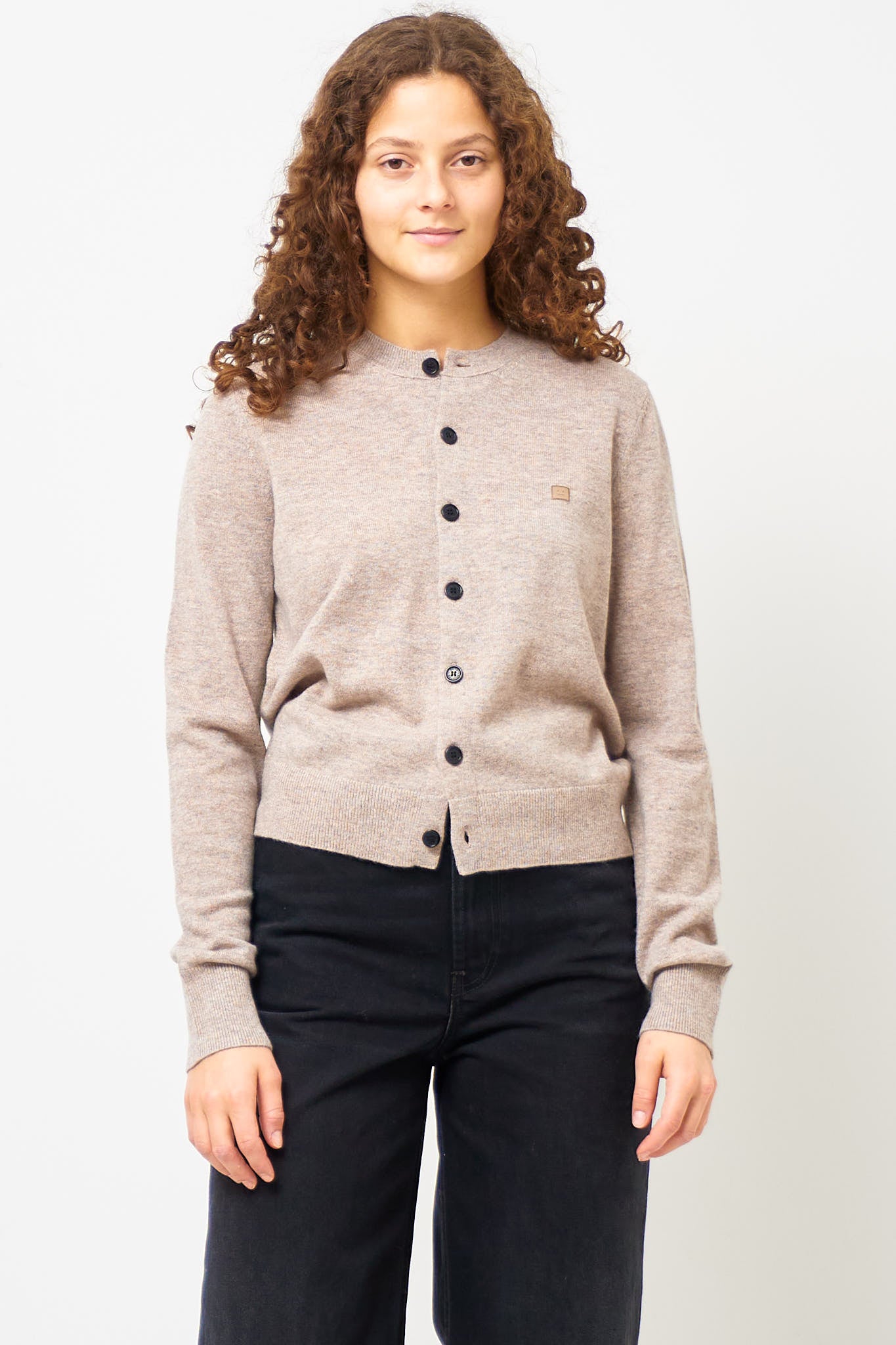 Fitted Cardigan Greige Melange