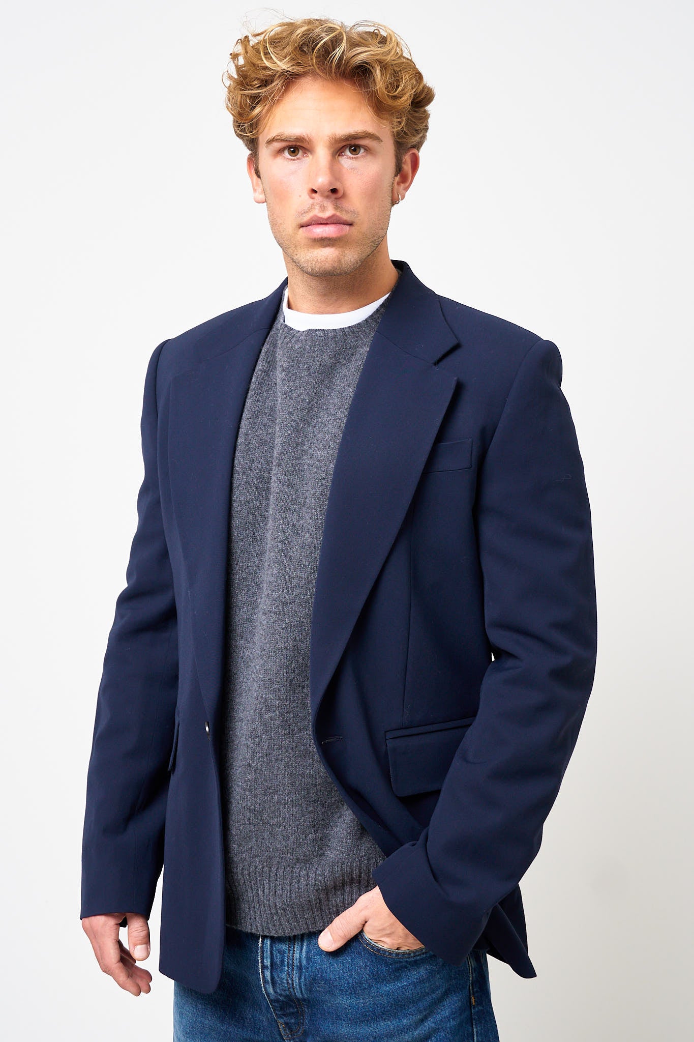 Fitted Suit Jacket Navy
