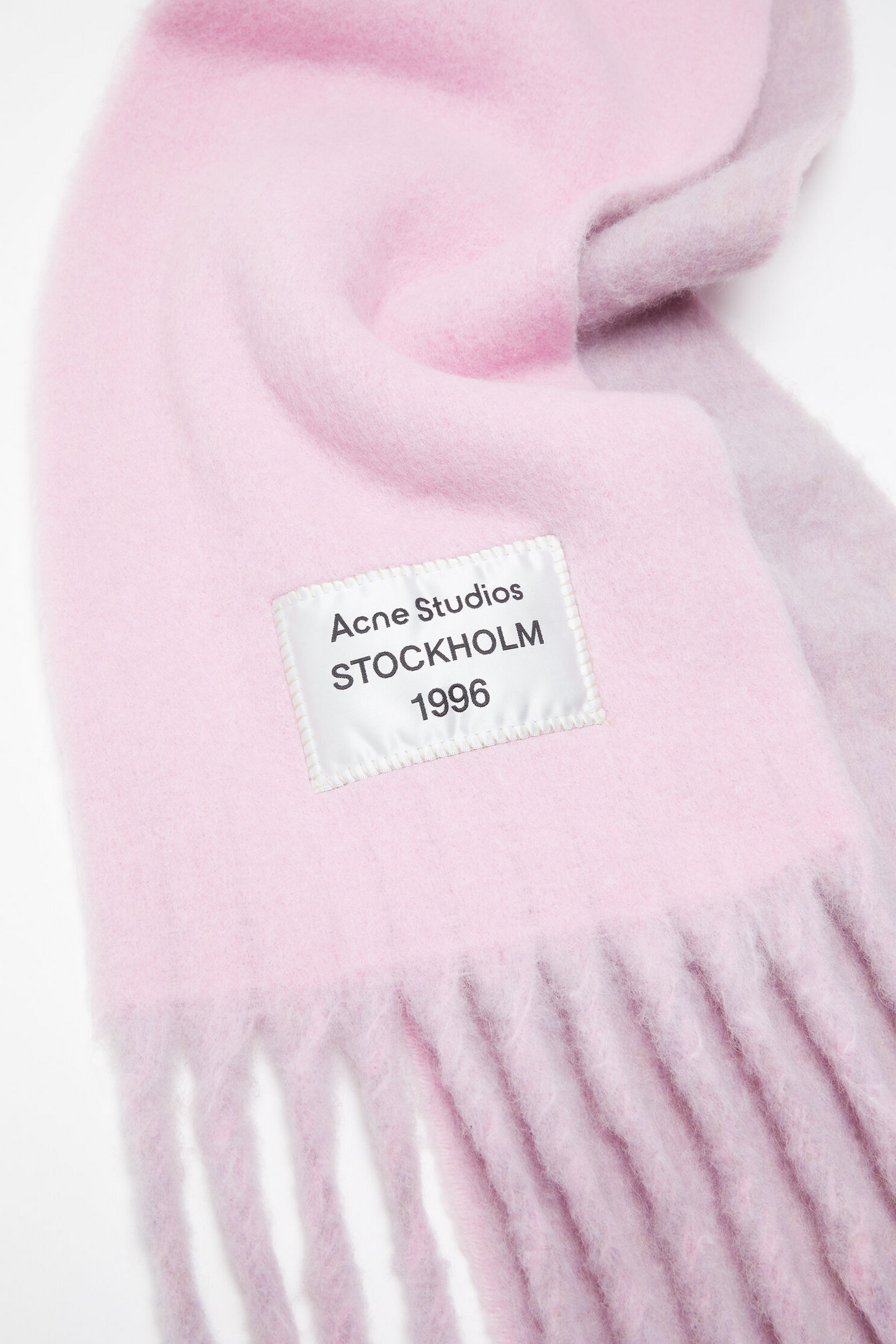 Fringed Scarf Logo Label Pink/Lilac