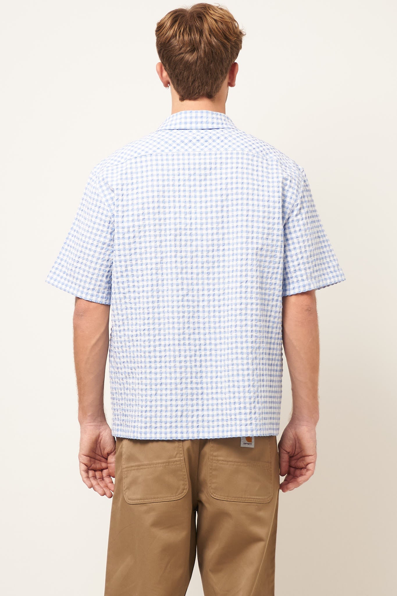 Gingham Seersucker Shirt Light Blue