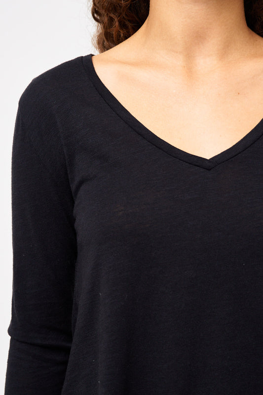Jacksonville V-neck LS T-shirt Black