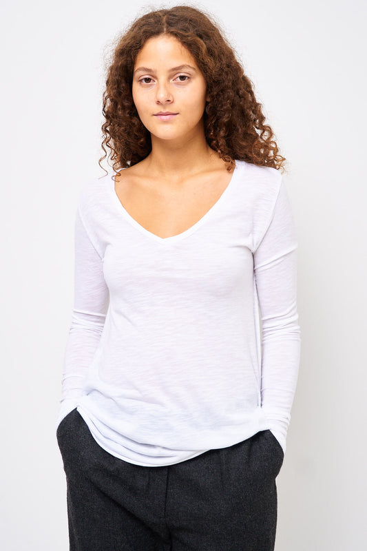 Jacksonville V-neck LS T-shirt White