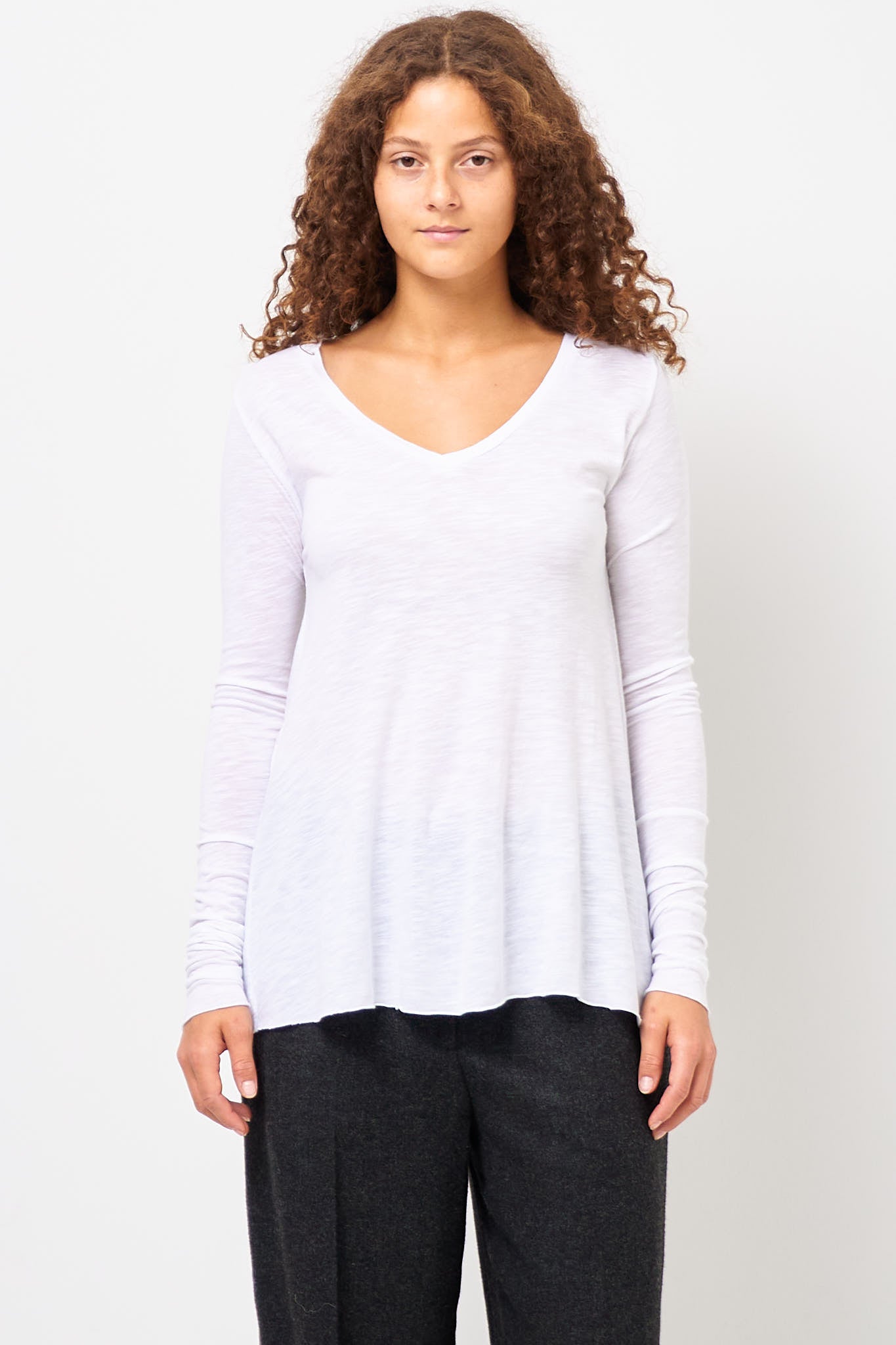 Jacksonville V-neck LS T-shirt White