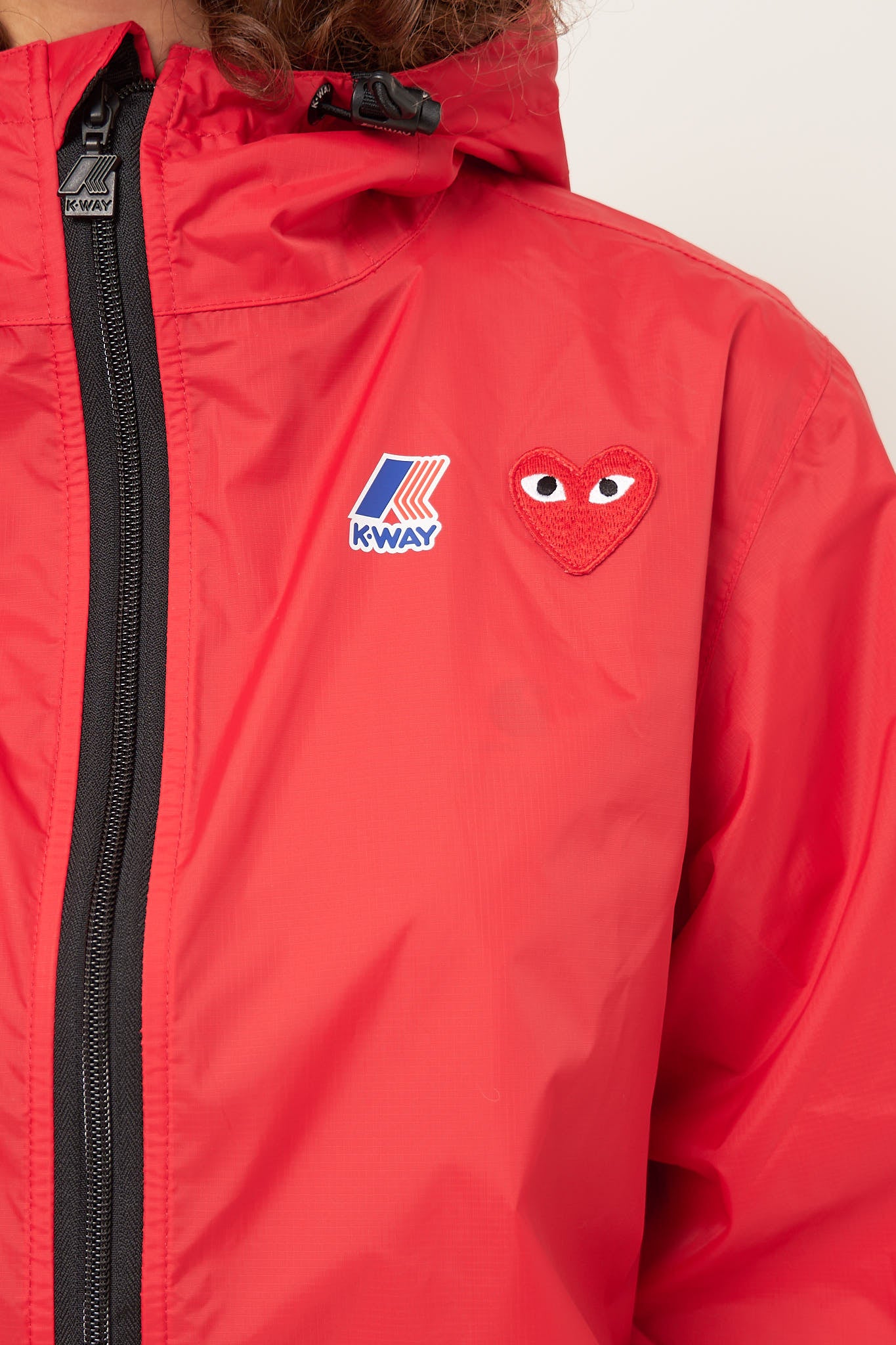 Comme des Garcons Play K Way Hoodie Full Zip Red