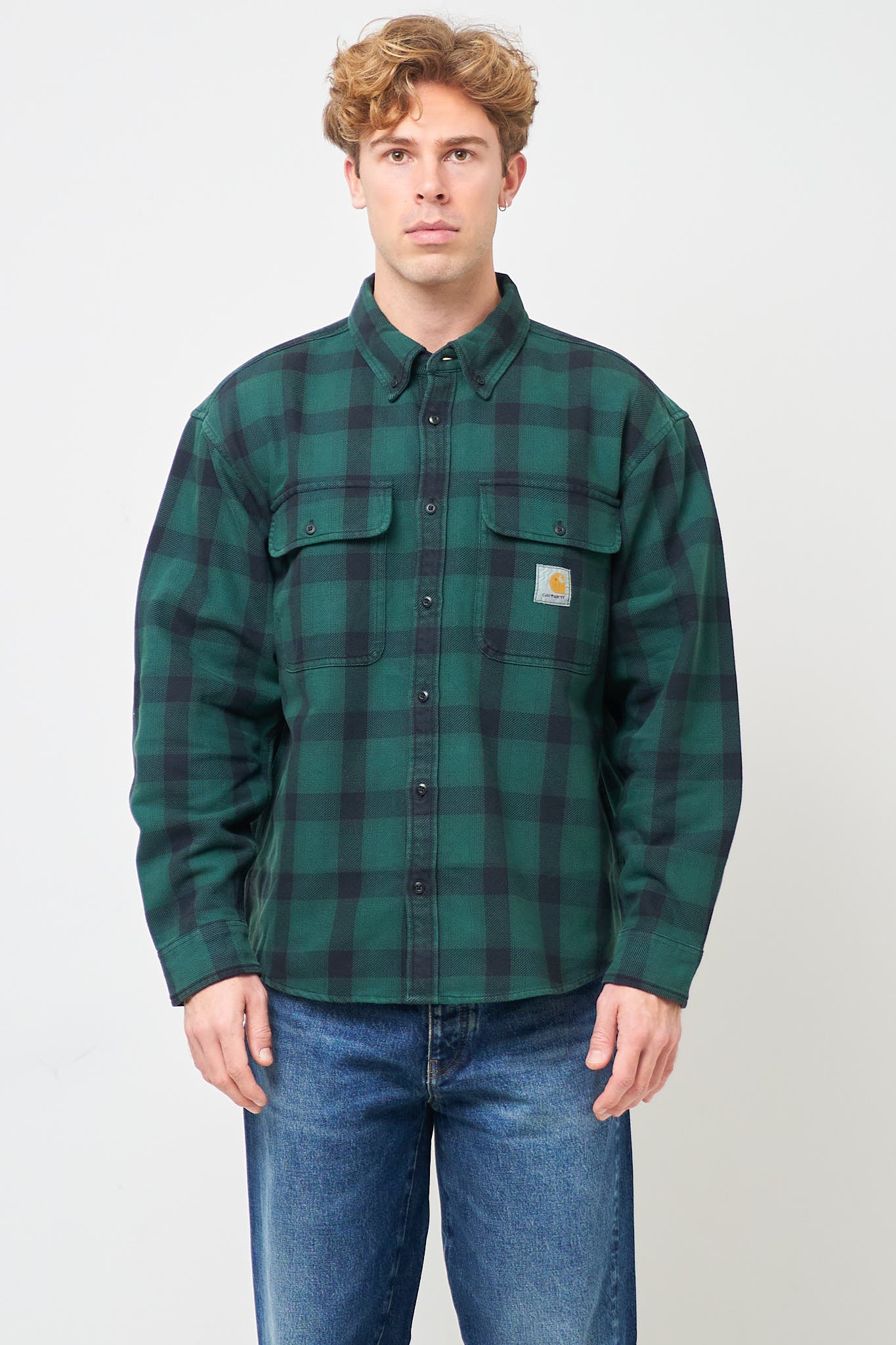 L/S Edmands Shirt Check/Kale Green