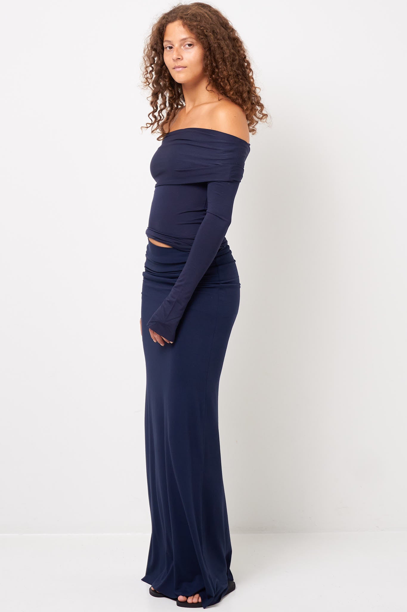 L/S Off-Shoulder Top Navy