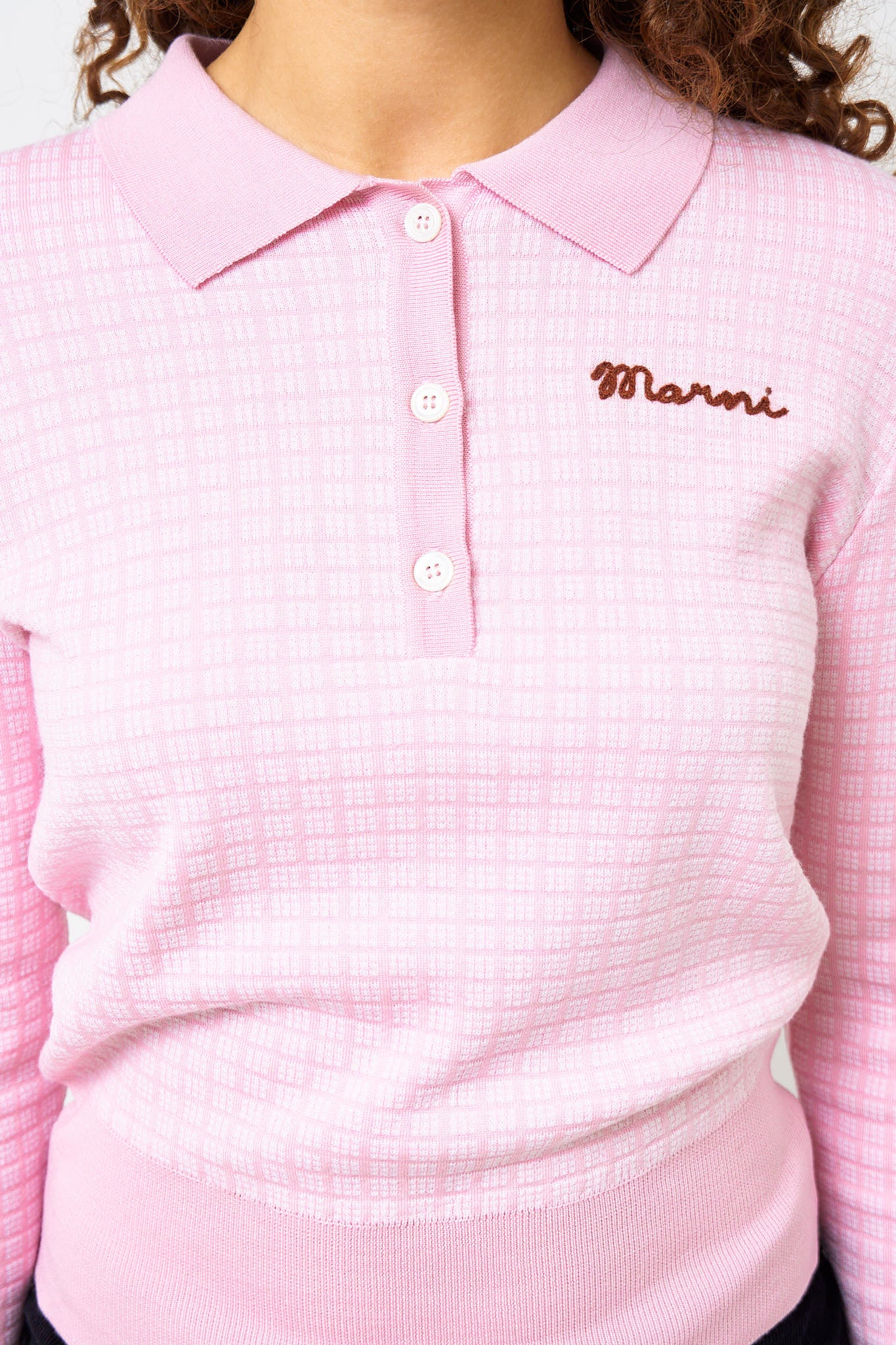 L/S Wool And Silk Polo Alabaster Check