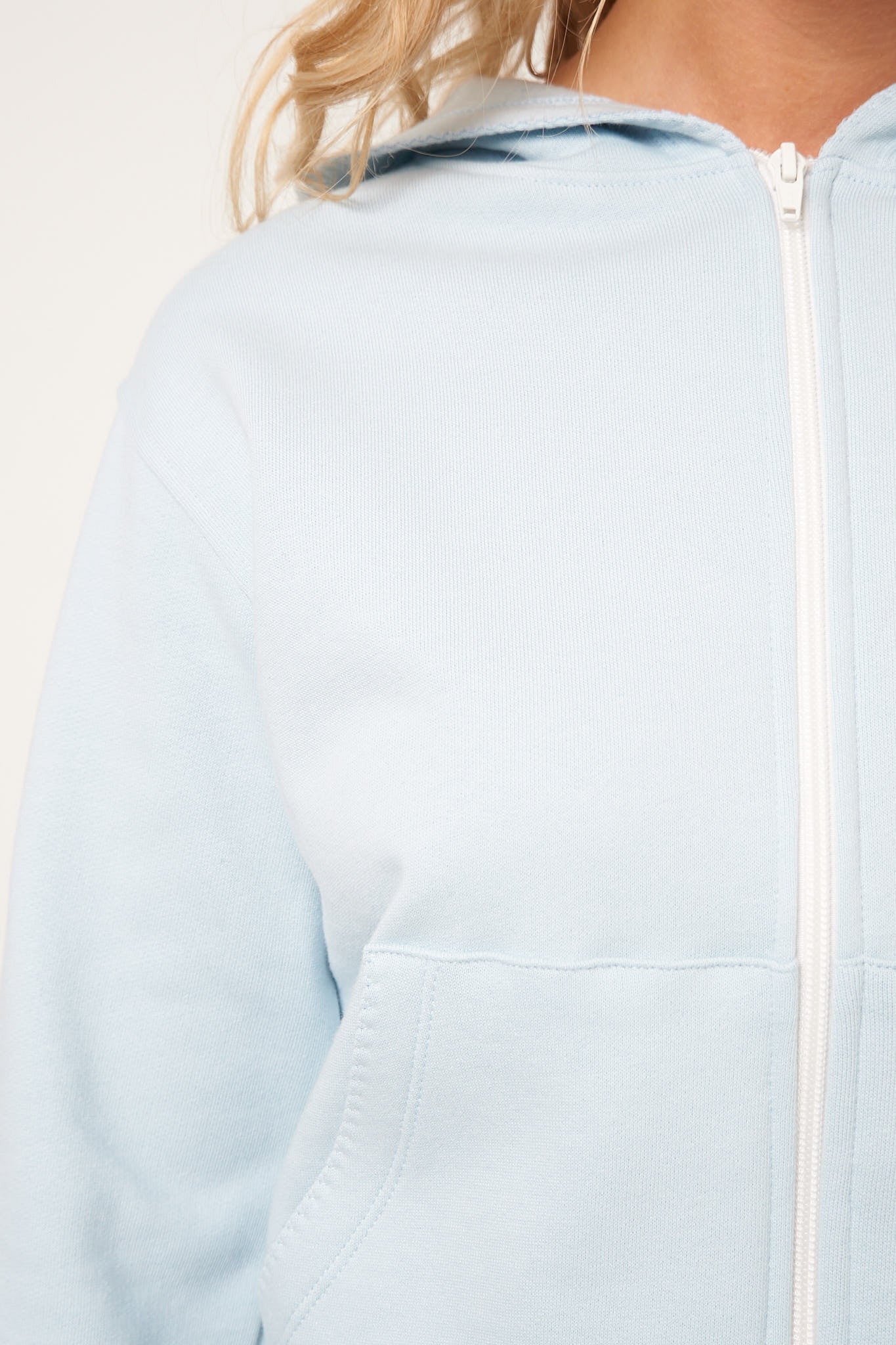 Lace Zip-Up Hoodie Light Blue