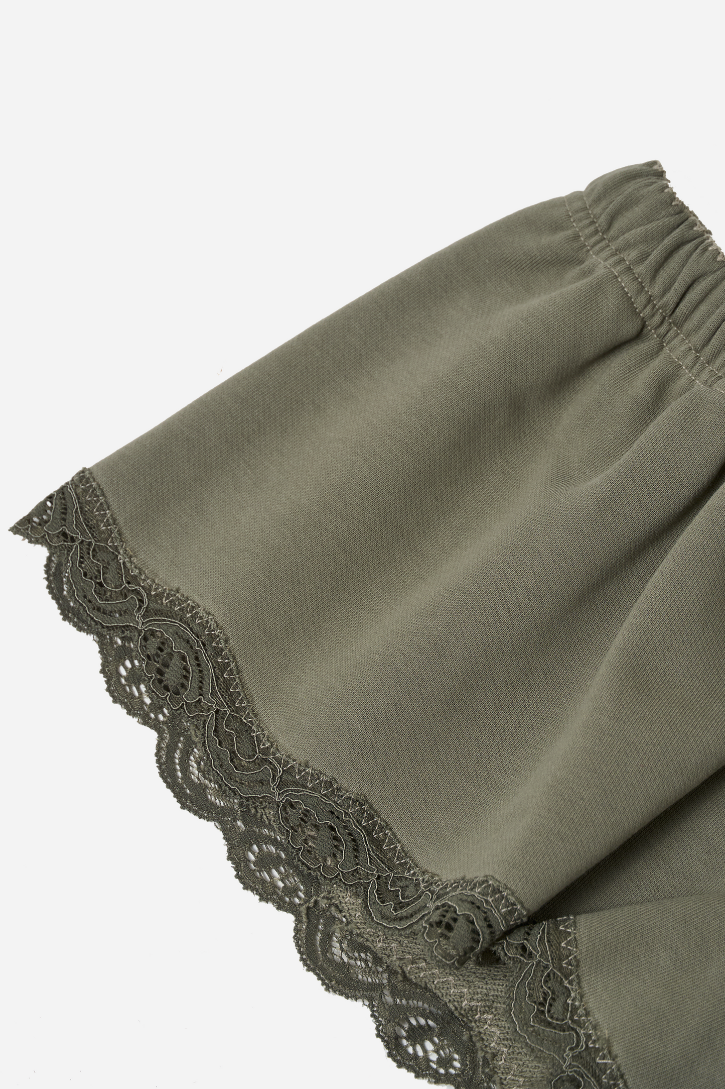 Lace Mini Sweat Shorts Khaki