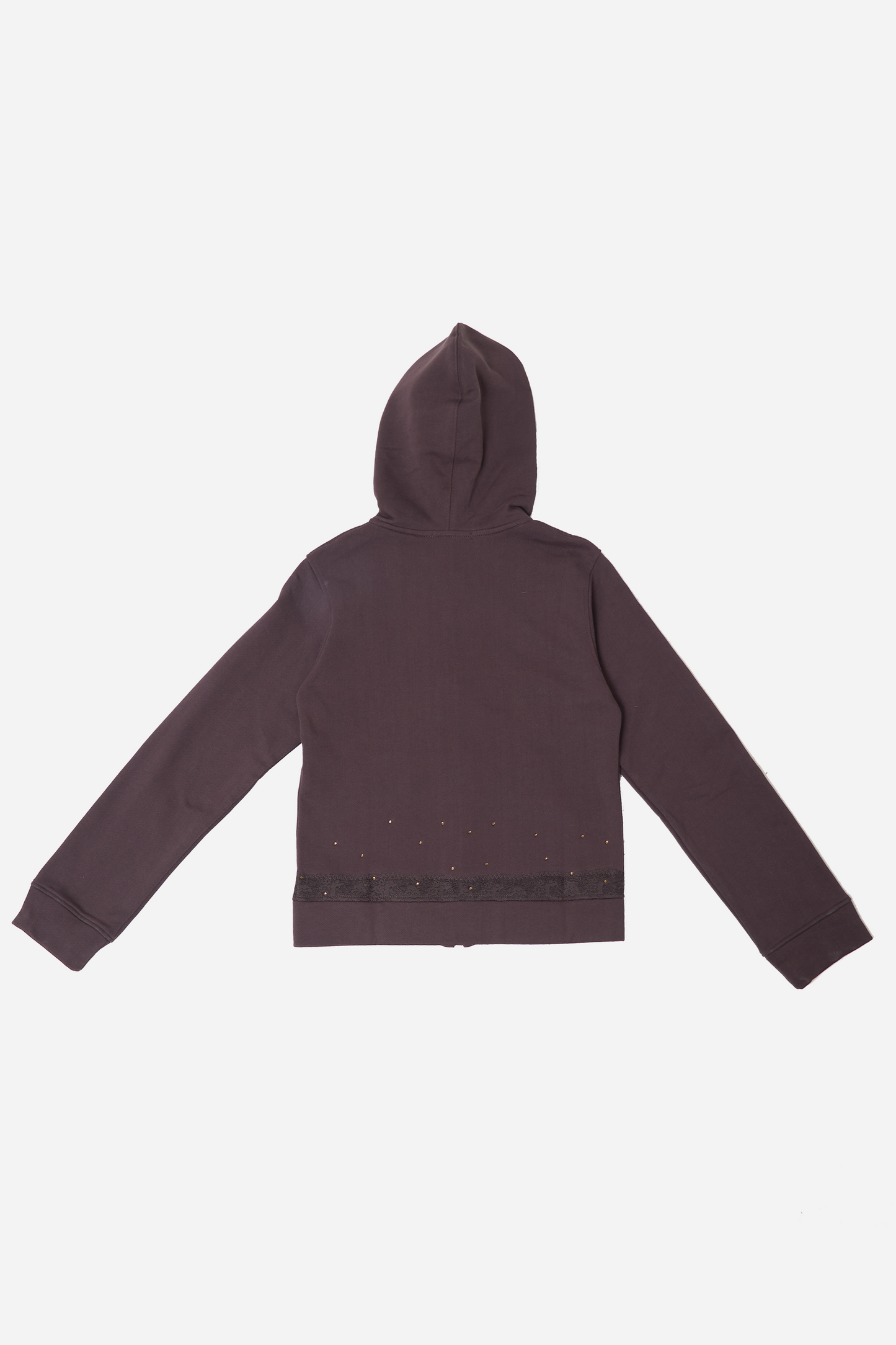 Lace Zip Up Hoodie Cocoa Brown
