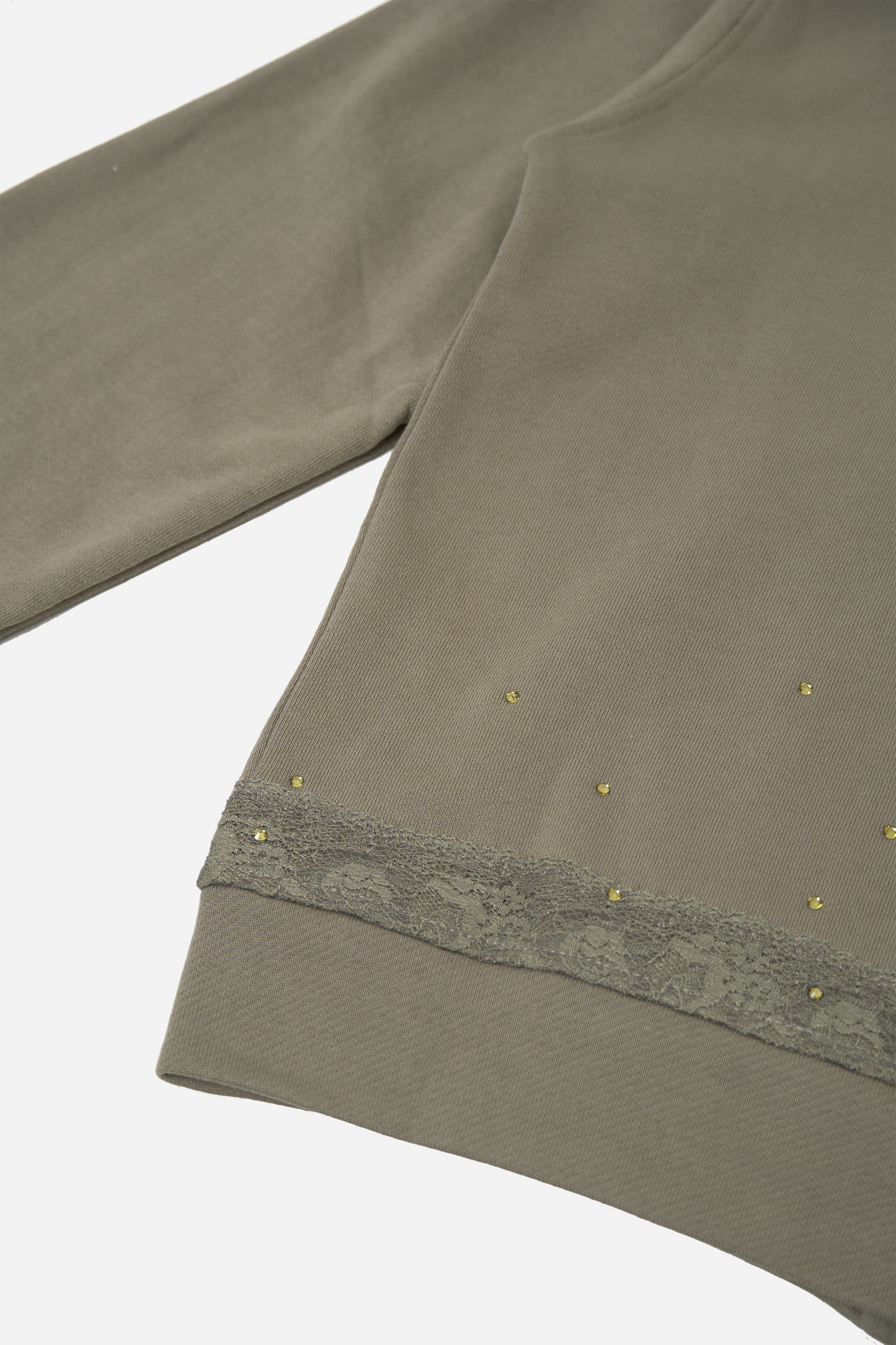 Lace Zip Up Hoodie Khaki