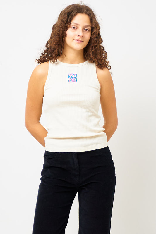 Logo Cotton Rib Tank Bone