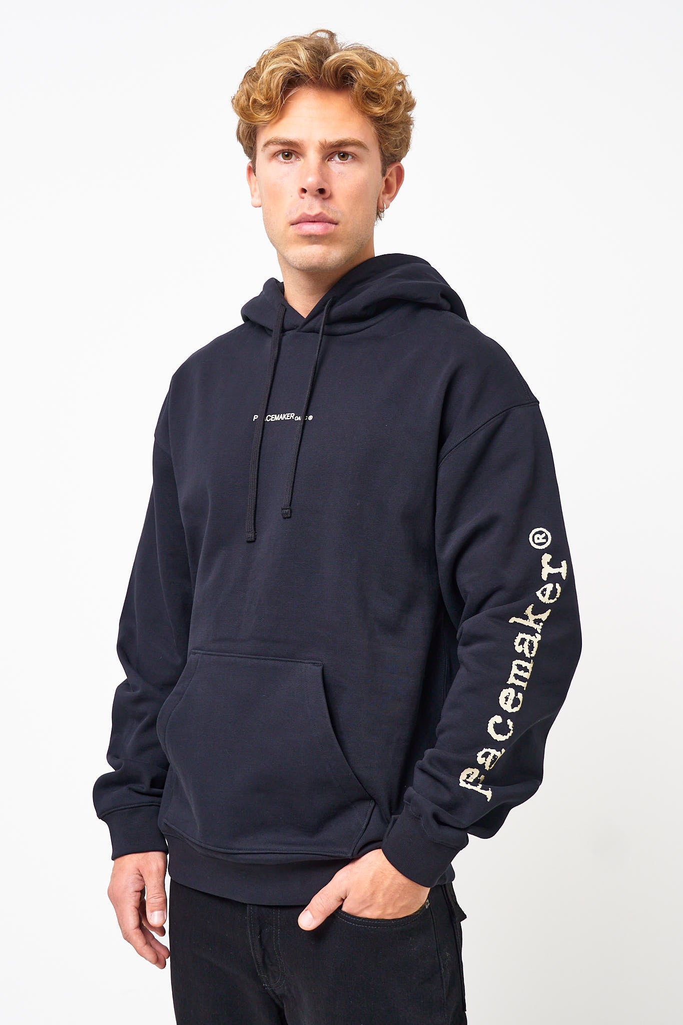 Loose Fit Hoodie Pigeon Print Black