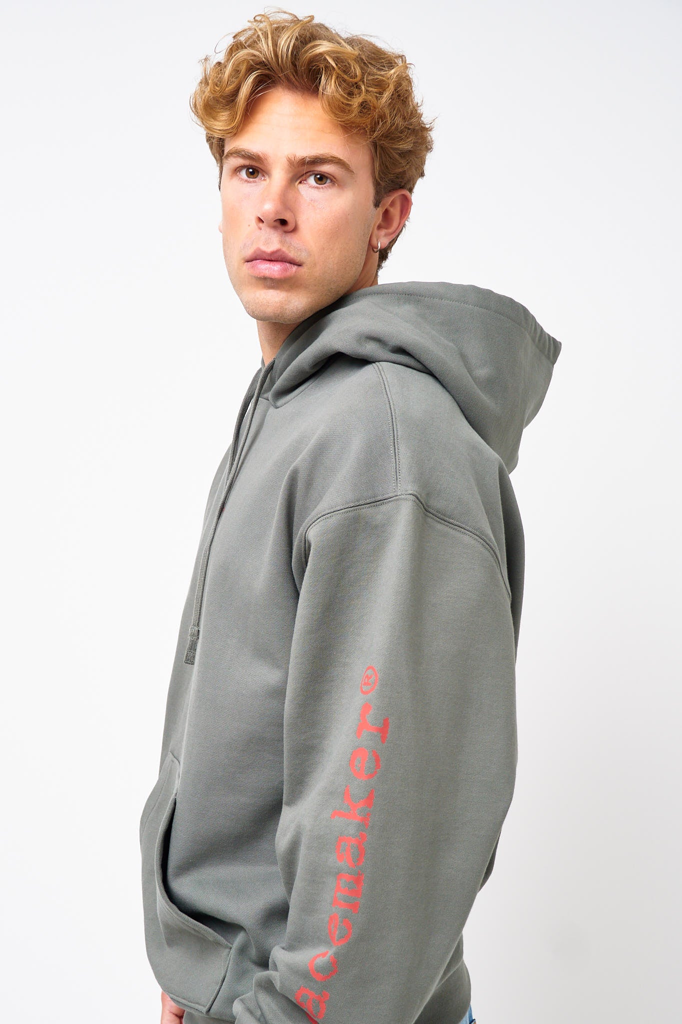 Loose Fit Hoodie Pigeon Print Gray